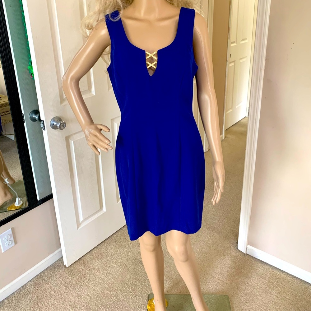 VTG 1990’s Blue Rhinestone Party Cocktail Dress 9